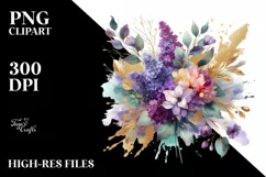 Watercolor Abstract Vibrant Bouquet | Clipart Product Image 1