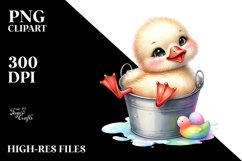 Colorful Baby Swan Bucket Watercolor Clipart Product Image 1