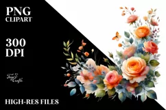 Vibrant Orange Roses Floral Frame PNG Product Image 1