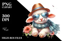 Cute Lamb with Hat and Sunglasses PNG Product Image 2