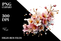 Shiny Cherry Blossom with Golden Accents, PNG Product Image 2