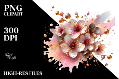 Shiny Cherry Blossom with Golden Accents, PNG Product Image 2