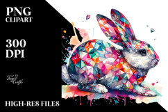 Colorful Bunny Made of Diamonds PNG Product Image 2