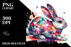 Colorful Bunny Made of Diamonds PNG Product Image 2