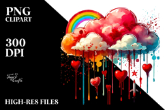 Washed Watercolor Cloud with Hearts, PNG Product Image 2