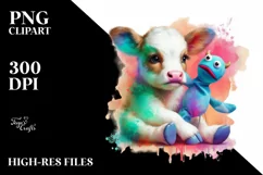 Colorful Baby Cow with Puppet PNG Product Image 1