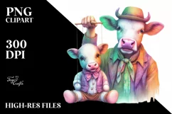 Colorful Pastel Baby Cow Puppet PNG Product Image 3