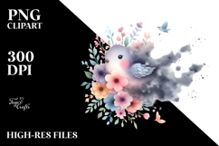Watercolor Bird Made of Flowers, PNG Product Image 2