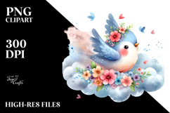 Watercolor Bird Made of Flowers, PNG Product Image 2