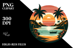 Retro Tropical Beach Sunset PNG Product Image 2