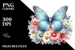 Colorful Flower Butterfly Silhouette, PNG Product Image 2