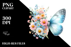 Colorful Flower Butterfly Silhouette, PNG Product Image 2