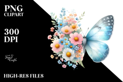 Colorful Flower Butterfly Silhouette, PNG Product Image 2
