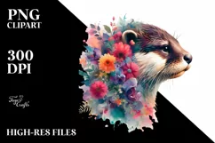 Artistic Otter with Flowers | Vibrant Clipart Product Image 3