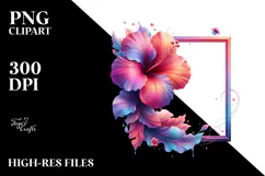Shiny Hibiscus in Watercolor, PNG Product Image 2