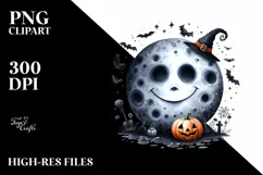 Colorful Aviator Suit Halloween Moon | Clipart Product Image 1