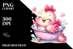 Cute Rooster with Bathtub PNG Product Image 2