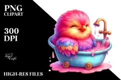 Cute Rooster with Bathtub PNG Product Image 2
