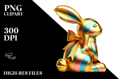 Colorful Bunny Sitting PNG Product Image 2