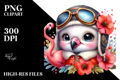 Colorful Small Baby Flamingo | Clipart Product Image 2