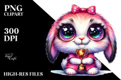 Cute Baby Rabbit with Tiny Trophy PNG Product Image 2