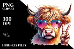 Highland Calf with Sunglasses, PNG Product Image 2