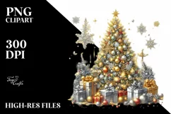 Glittery Christmas Tree with Gifts, PNG Product Image 2