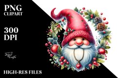 Vibrant Watercolor Christmas Gnome PNG Product Image 3