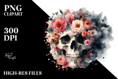 Grunge Skull Flower Painting, PNG Product Image 2