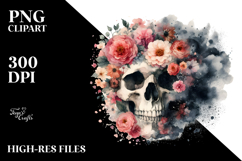 Grunge Skull Watercolor Painting PNG Product Image 2