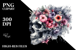 Skull Flowers Splashy PNG Product Image 2