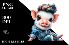 Vibrant Baby Pig with Cool Haircut PNG Product Image 2
