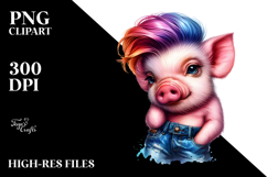 Vibrant Baby Pig with Cool Haircut PNG Product Image 2