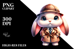 Goofy Baby Bunny in Trench Coat PNG Product Image 2