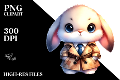 Goofy Baby Bunny in Trench Coat PNG Product Image 2
