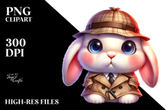 Goofy Baby Bunny in Trench Coat PNG Product Image 2