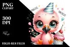 Energetic Baby Flamingo PNG Product Image 2