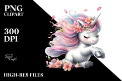 Tumbling Spring Petals Unicorn | Sublimation | Clipart Product Image 3