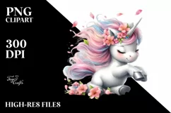 Tumbling Spring Petals Unicorn | Sublimation | Clipart Product Image 3