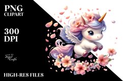 Tumbling Spring Petals Unicorn | Sublimation | Clipart Product Image 3