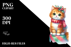 Christmas Cat with Decorations PNG Product Image 2