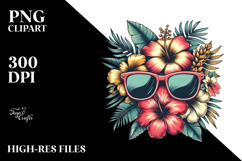 Vintage Tropical Flower Sunglasses, PNG Product Image 2