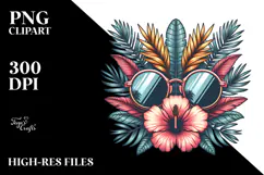Retro Tropical Flower Sunglasses PNG Product Image 2