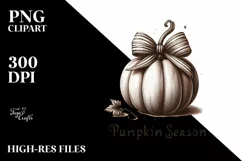 Pumpkin Season with Textured Bow PNG Product Image 3