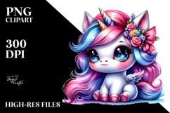 Cute Baby Unicorn with Cool Haircut PNG Product Image 2