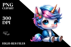 Cute Baby Unicorn with Cool Haircut PNG Product Image 2