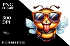 Funny Cute Bee Sunglasses Tongue Victory Product Image 3