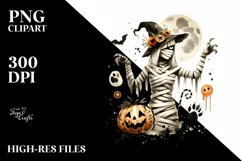 Retro Halloween Mummy with Animal Print, Transparent PNG Product Image 1