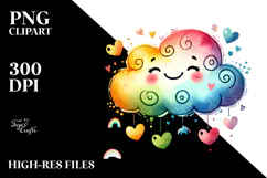 Colorful Paintbrush-style Heart with Cloud PNG Product Image 2