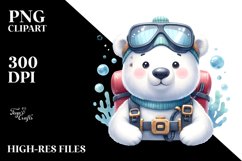 Cute Polar Bear with Scuba Helmet | Sublimation | Clipart Product Image 3